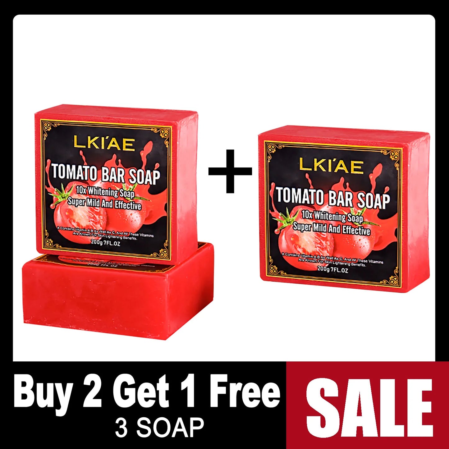 AILKE Natural Tomato Soap Bar, Whitening, Clean and Smooth Skin, Remove Wrinkles, Pigmentation, Acne, For All Skin Types, 200g