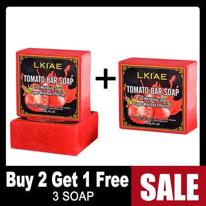 AILKE Natural Tomato Soap Bar, Whitening, Clean and Smooth Skin, Remove Wrinkles, Pigmentation, Acne, For All Skin Types, 200g