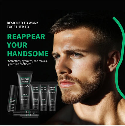 Skin Care Set for Men Essential Routine Daily Face Wash Facial Scrub Moisturizer SPF Night Cream Hydrated Skin Gifts For Men Ski