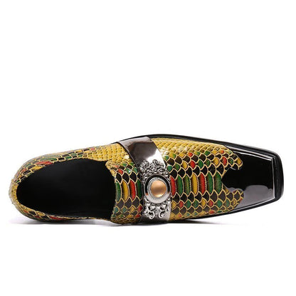 luxury mens shoes designer like snake pattern Dress shoes man Gentleman Slip On Oxfords genuine leather shoes for men Fashion