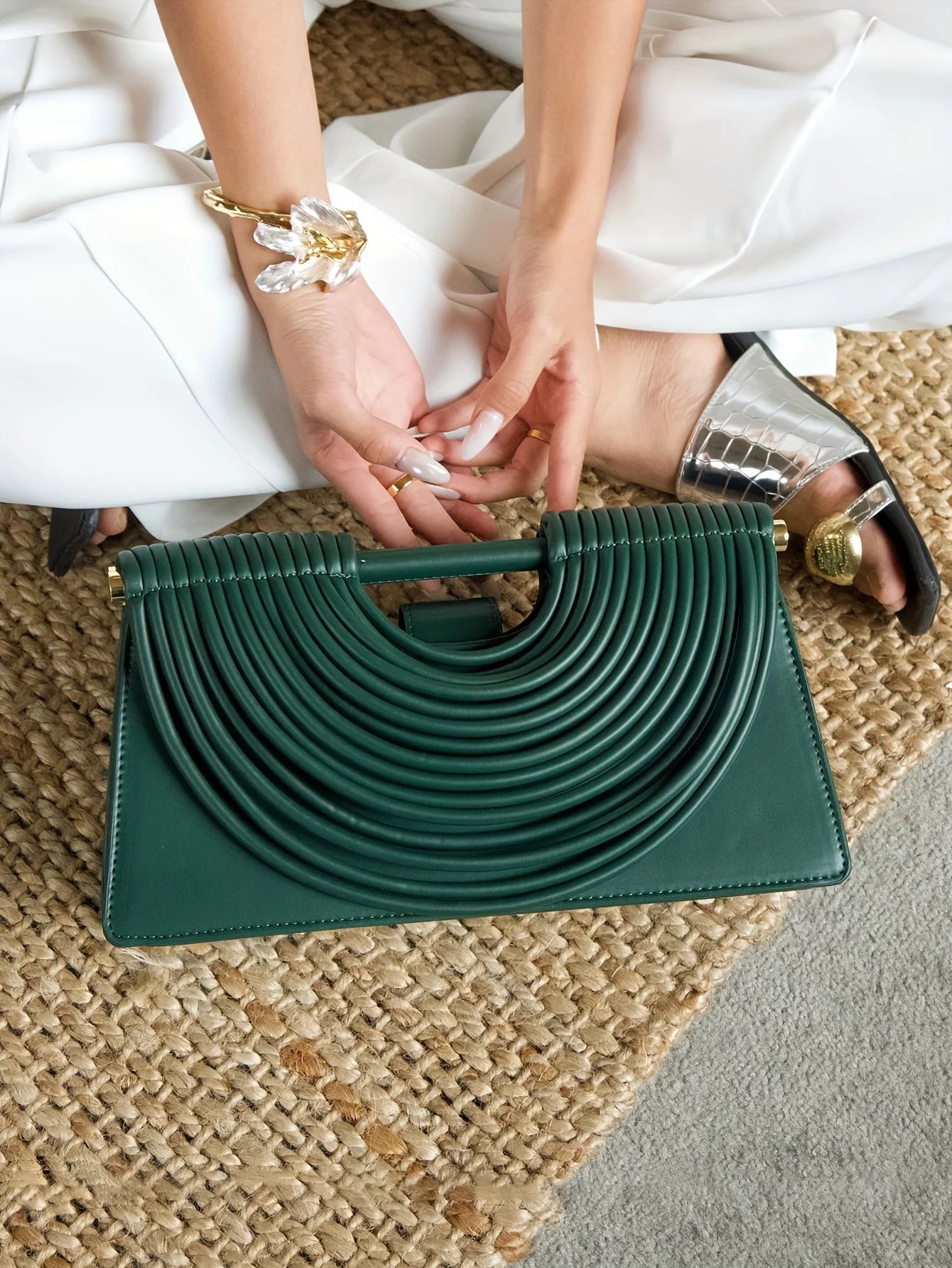 Handbags for Women 2025 New Gold Luxury Designer Brand Handwoven Noodle Bags Leather Pulled Hobo Silver Evening Clutch Chic