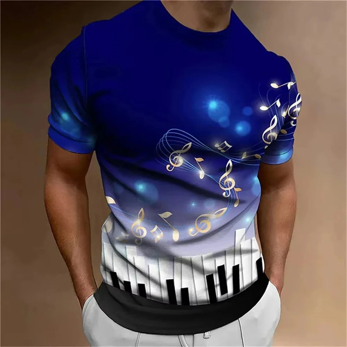Retro Men'S T-Shirt 3d Printed Clothing Daily Casual Short Sleeve Designer Tees Top Round Neck Loose Oversized Shirt Punk Style