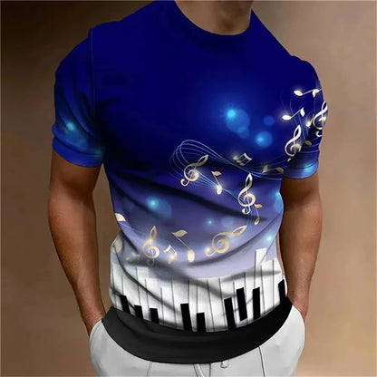 Retro Men'S T-Shirt 3d Printed Clothing Daily Casual Short Sleeve Designer Tees Top Round Neck Loose Oversized Shirt Punk Style