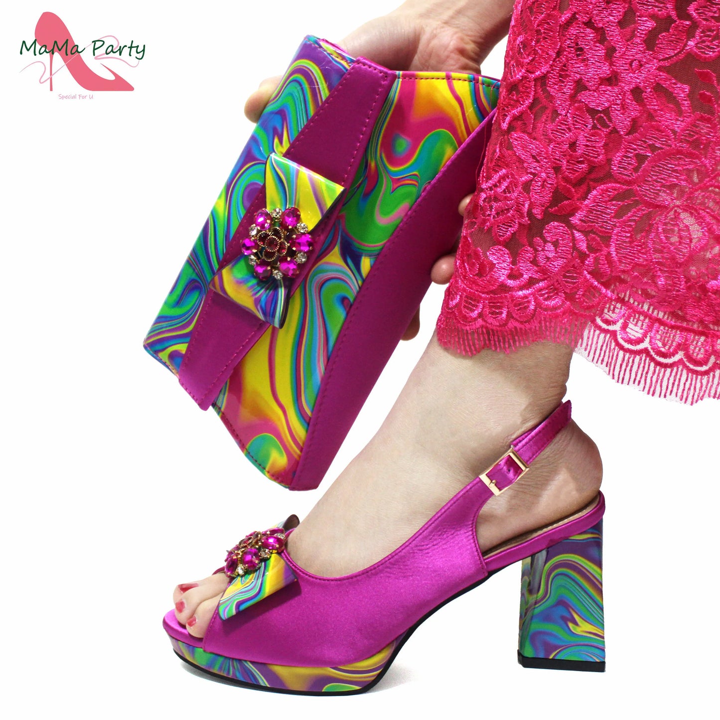 2024 INS Hot Sale New Arrivals Red Color Italian Design Shoes Matching Bag Set Super High Heels Pumps for Garden Party
