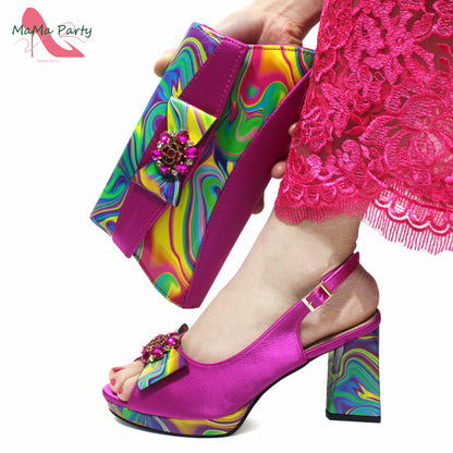 2024 INS Hot Sale New Arrivals Red Color Italian Design Shoes Matching Bag Set Super High Heels Pumps for Garden Party
