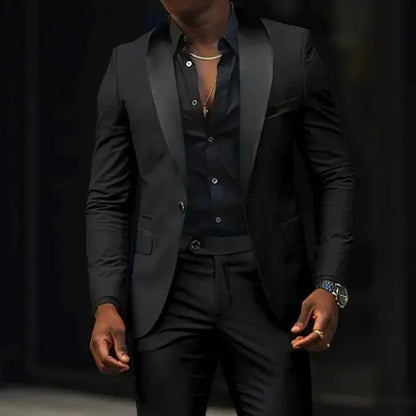 Elegant Wedding Suits 2 Pieces Slim Fit Double Breasted Blazer Tuxedos Groomsmen Suit Male Formal Business Suits(Jacket+Pants)