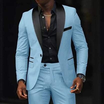 Elegant Wedding Suits 2 Pieces Slim Fit Double Breasted Blazer Tuxedos Groomsmen Suit Male Formal Business Suits(Jacket+Pants)