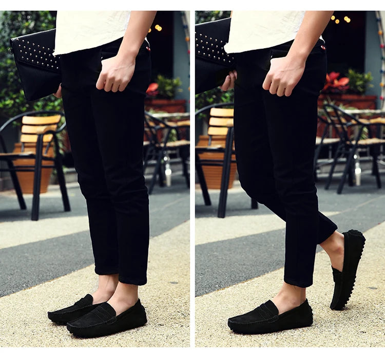 Men's Casual Fashion Genuine Leather Loafers Moccasins Slip-On Driving Shoes 38-50 Size Range Male Flats Comfort Footwear