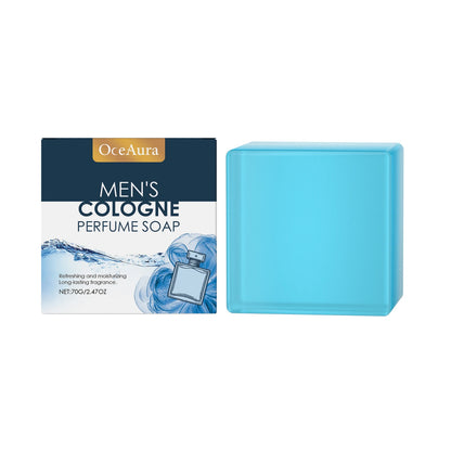 OceAura Men's Perfume Bath Soap Gentle Cleansing Body Skin Refreshing Non-oily Comfort Care Soap Cool Texture 70g