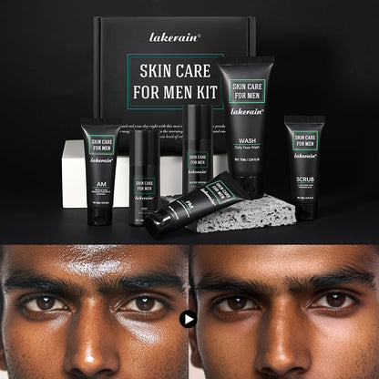 Skin Care Set for Men Essential Routine Daily Face Wash Facial Scrub Moisturizer SPF Night Cream Hydrated Skin Gifts For Men Ski