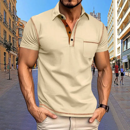 2024 New Summer Mens Lapel Pocket Polo Shirt Breathable Polyester Short Sleeve Tops Casual Daily Office Business Wear For Men