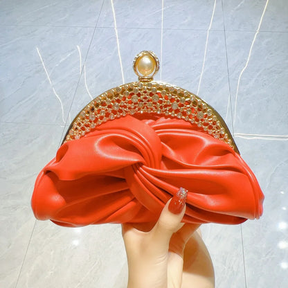 Fashion Women Luxurious Chain Shoulder Bags Red Wedding Party Bags Female Chic Crossbody Bags Prom Clutch Handbags And Purse