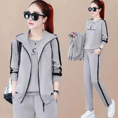 Spring Autumn Women Tracksuit Coats+Sweatshirts+Pants 3Pcs Suit Fashion Outfits Ladies Casual Clothing Sets Loose Sportswear