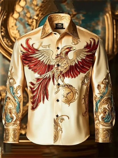 Men's Long Sleeve Collar Shirt, Fashionable Printed Shirt, Social Party, Soft Fabric, Comfortable, Luxury, High Quality, New