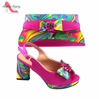 2024 INS Hot Sale New Arrivals Red Color Italian Design Shoes Matching Bag Set Super High Heels Pumps for Garden Party