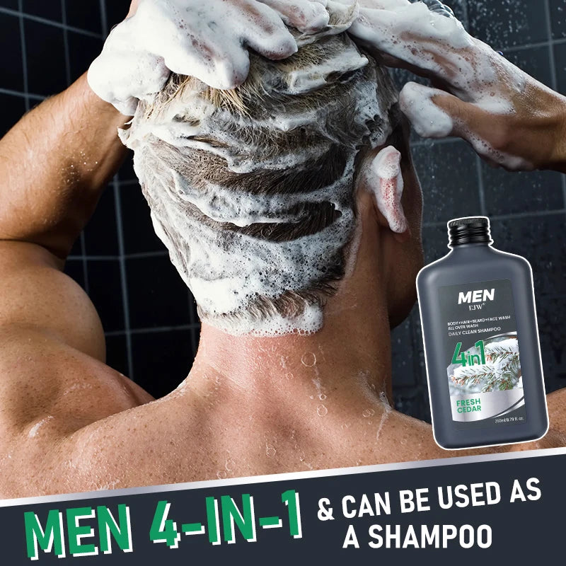 Men 4-in-1 Body, Hair, Beard and Face Wash - Hydrates Skin, Beard and Hair All Day, Strengthen Hair and Beard, Gift for He..