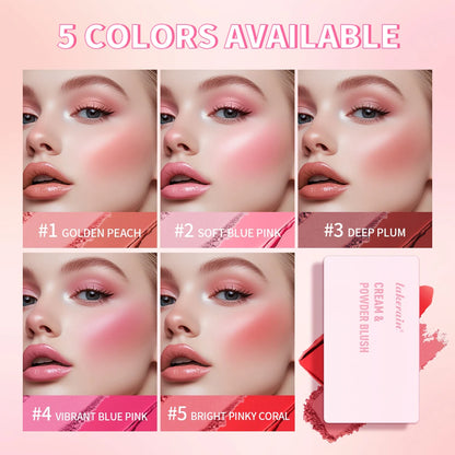 Lakerain Blush Cream Long Lasting High Pigmented Natural Pink Smooth Texture 2 IN 1 Cream & Powder Blusher Korean Makeup
