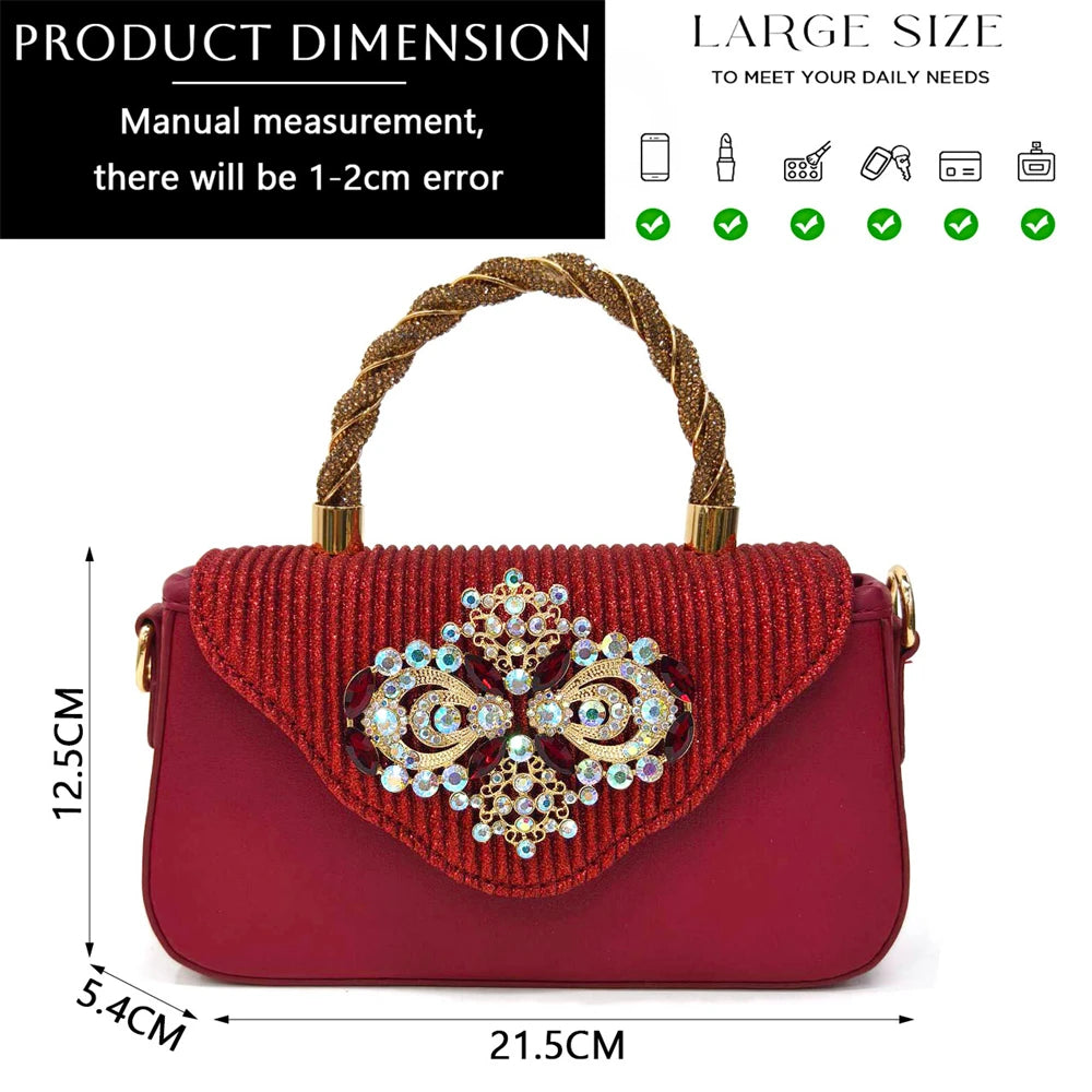 Venus Chan Italian Shoes and Bags Matching Set 2024 Nigeria Elegance Party Rhinestone Pointed Toe Women's Shoes High Heel