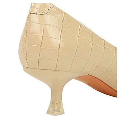Women 4.5cm High Heels Elegant Patent Leather Pumps Female Sexy Metal Buckle High Heels Lady Fashion Pointed Toe Shallow Shoes