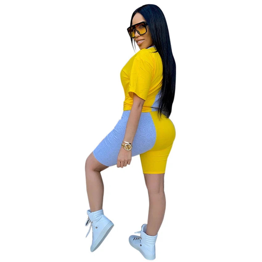 New Summer Fashion Women Stitching Queen Print Tracksuit  2 Piece Set Woman Sports Suit Summer Outfit