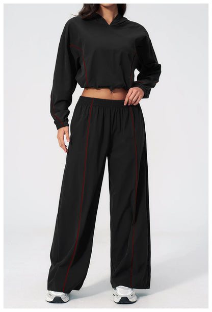 Summer Sunscreen Sports Set 2piece Yoga Women's Fitness Set Sunscreen Long Sleeve Zipper Top Fitness Exercise Speed Drying Pants