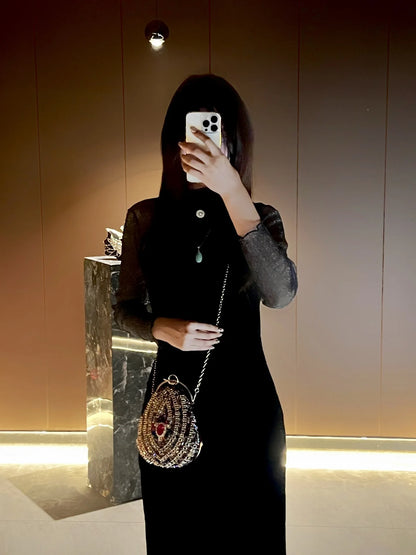 New high-end rhinestone handbag bag fashionable personalized dinner handbag light luxury messenger bag heavy industry handbag