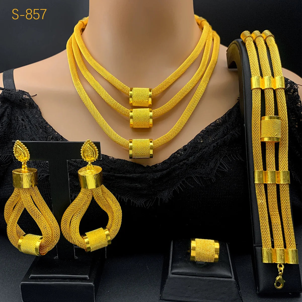 AU999 Coin "Wealth Flow" Bridal Set Women's 24K Gold - Anti-deform, secure, marriage & wealth blessings