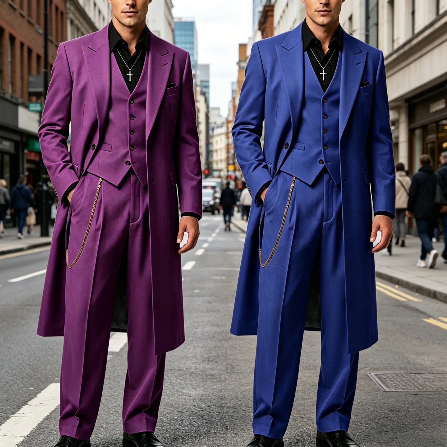 Men's Long Tailcoat 3 Piece Suit Set Blazer Vest Pants Formal Business Slim Fit Jacket Gothic Victorian Style Tuxedo for Wedding