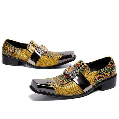 luxury mens shoes designer like snake pattern Dress shoes man Gentleman Slip On Oxfords genuine leather shoes for men Fashion