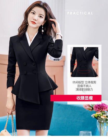 2023 Spring Summer Formal Ladies Double Breaste Blazer And Pants Suits Office Uniform 2XL Size Pants Jacket Business Work Wear