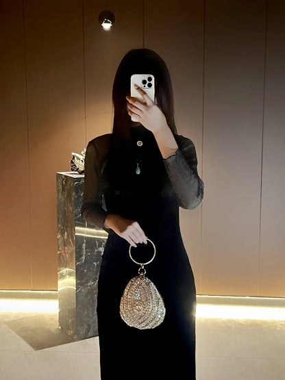 New high-end rhinestone handbag bag fashionable personalized dinner handbag light luxury messenger bag heavy industry handbag