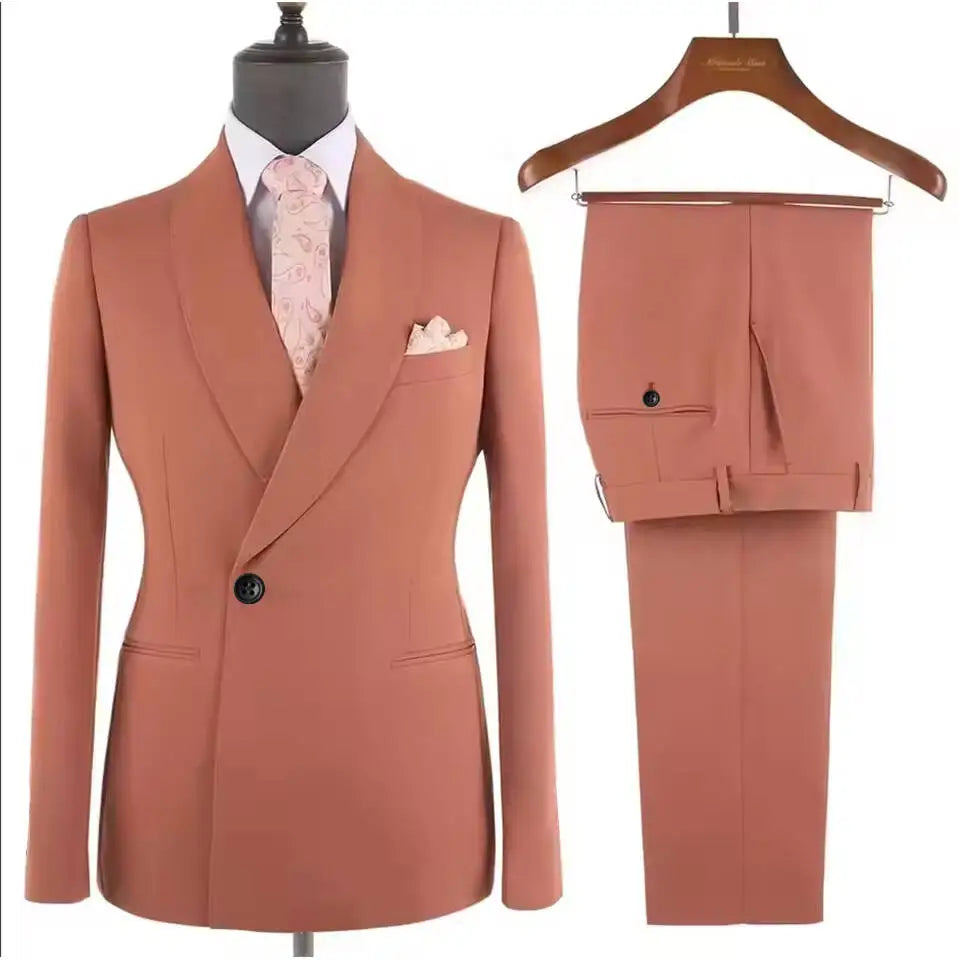 Elegant Men's Suits New High Quality Metal Side Release Buckle 2 Pieces Set Wedding Party Dinner(Blazer+ Trousers)Hot Sale 2025