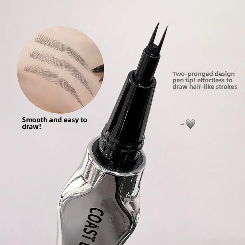 Beginner Friendly 2 Forks Tip Eyebrow Pen COAST BABY Waterproof Long Lasting Natural Smudge Proof Brow Pen