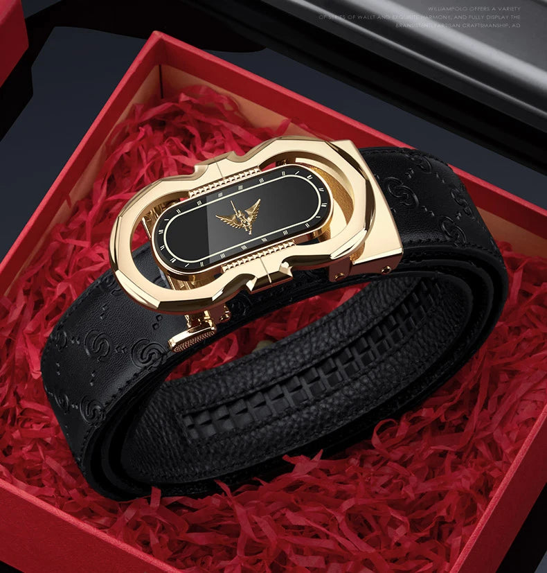 Men's Fashion Automatic Buckle Belt Business Leather Belt Versatile Casual Pants Belt