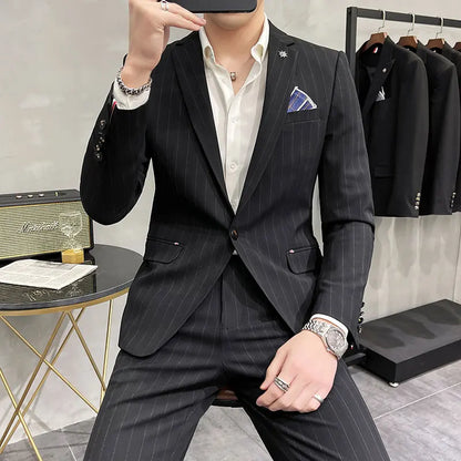 Men's High-Quality Two-Piece Wedding Suit Business Casual Banquet Costume Luxury Ensemble with Trousers