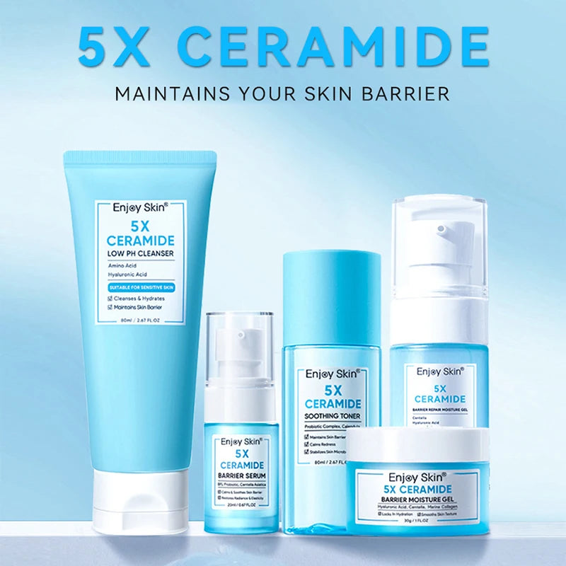 Ceramide Facial Skincare Series: Soothing Toner,Moisturizing Face Cream,Low PH Cleaner,Barrier Serum,Moisture Gel,Skin Hydration