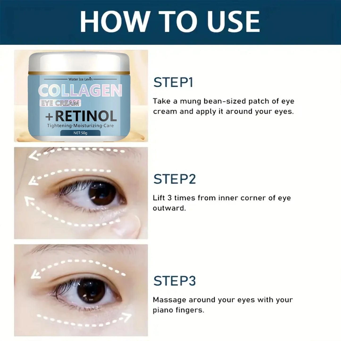 Water Ice Levin Collagen & Retinol Eye Cream: Ice Cream Texture for Deep Moisturizing, Tightening & Caring Easy to Absorb