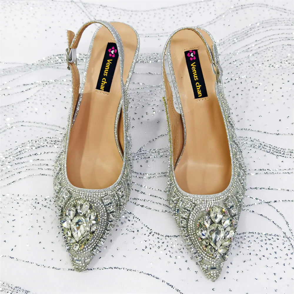 Venus Chan 2026 Italian Butterfly Design Pointed Toe Slingback Sandals with Matching Bag Set - Elegant Sky Blue for Weddings