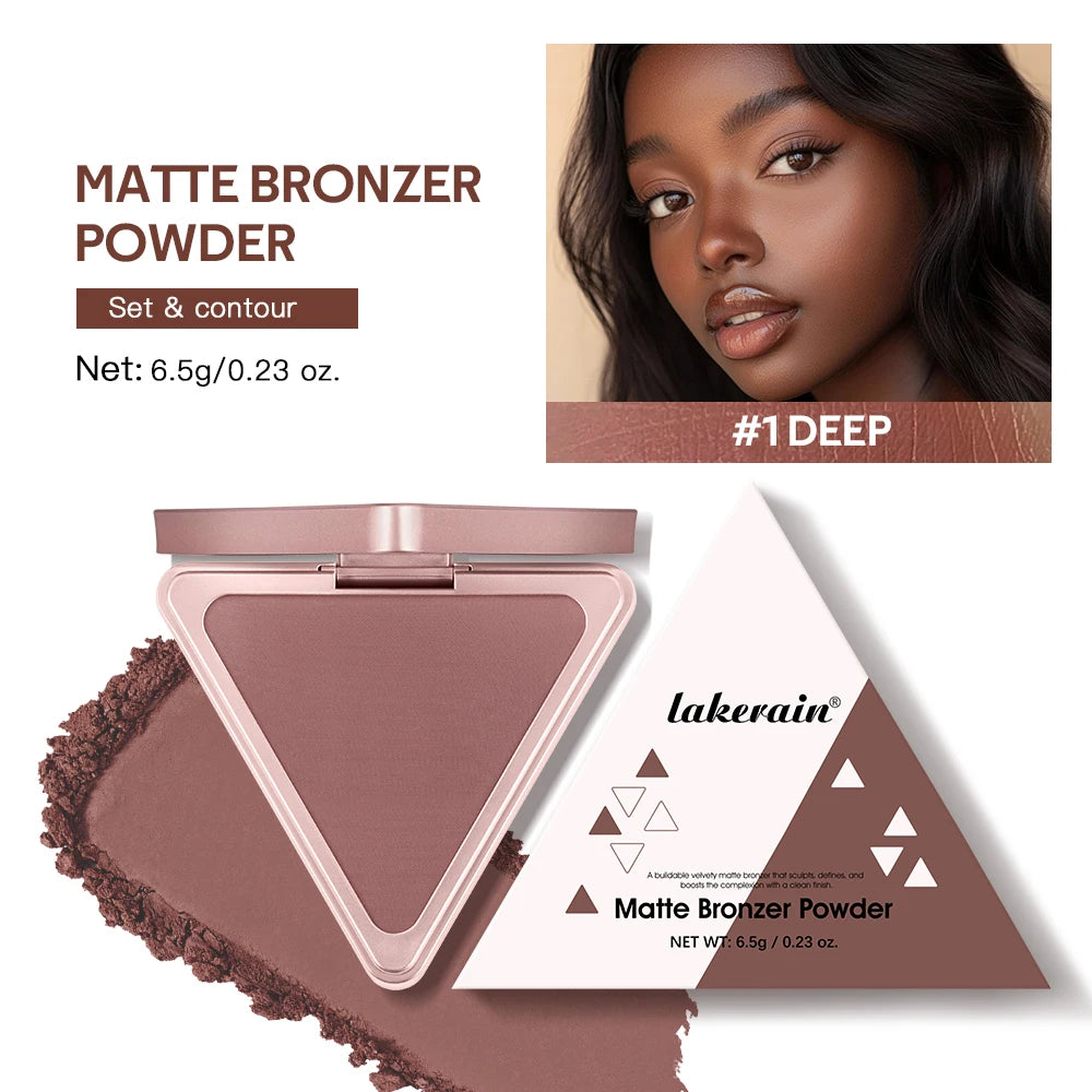 Soft Velvet Matte Bronzer Pressed Powder Long Wear Contour Even Skin Tone Light Setting Powder Natural Tan Shade Face Makeup