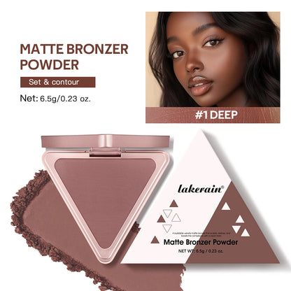 Soft Velvet Matte Bronzer Pressed Powder Long Wear Contour Even Skin Tone Light Setting Powder Natural Tan Shade Face Makeup