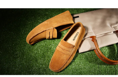 Men's Casual Fashion Genuine Leather Loafers Moccasins Slip-On Driving Shoes 38-50 Size Range Male Flats Comfort Footwear