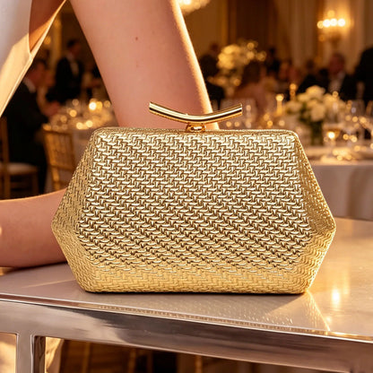 Light luxury woven diamond pattern women's evening bag simple pure colors messenger bag suitable for wedding and party occasions