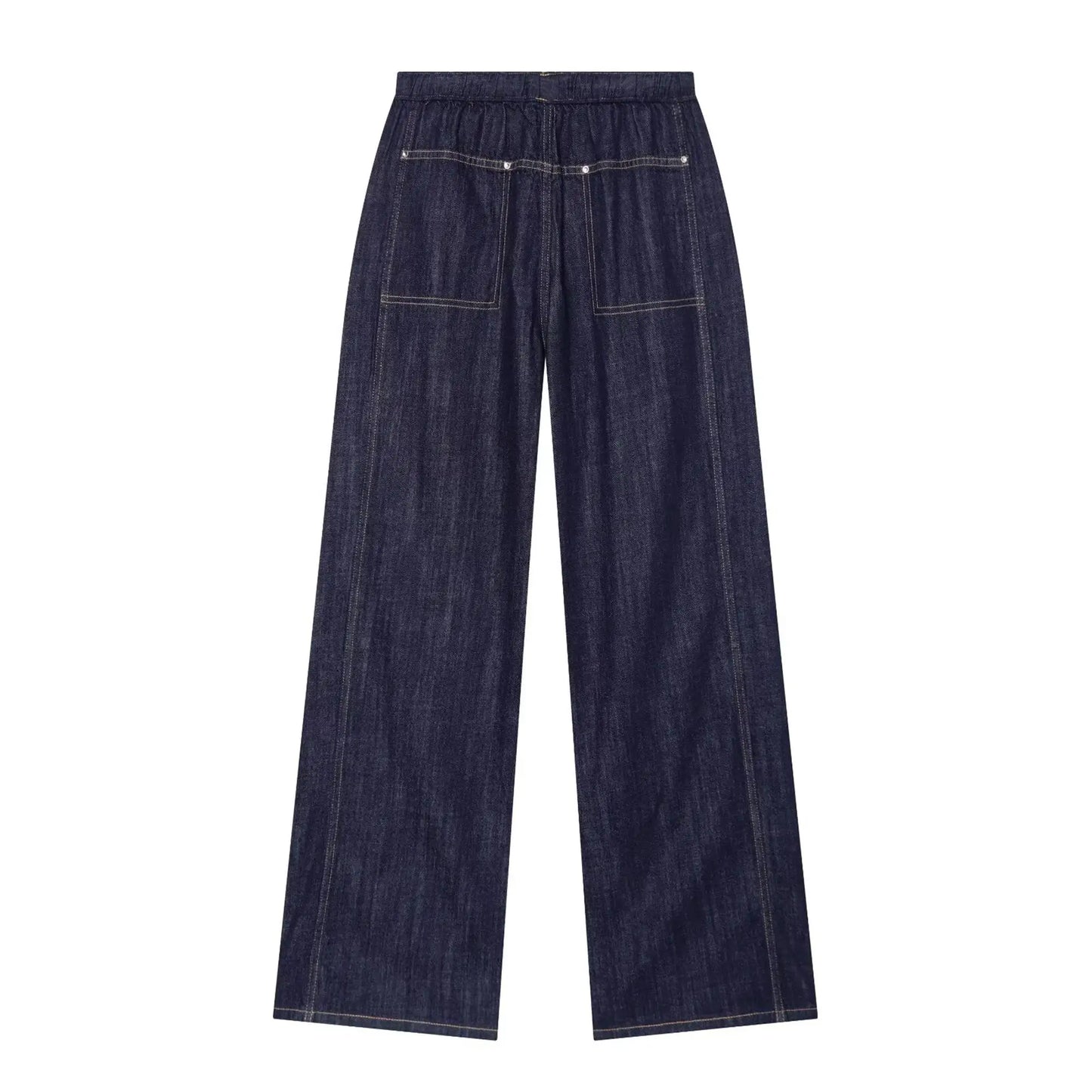 TFMLN Fashion Ladies High Street Denim Trouser Set Lapel Sleeveless Vest Zipper Coat Elastic Waist Wide Leg Pants Chic Sets