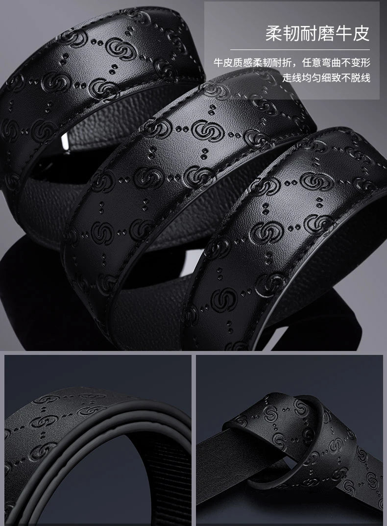 Men's Fashion Automatic Buckle Belt Business Leather Belt Versatile Casual Pants Belt