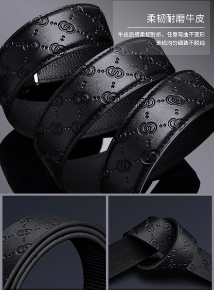 Men's Fashion Automatic Buckle Belt Business Leather Belt Versatile Casual Pants Belt