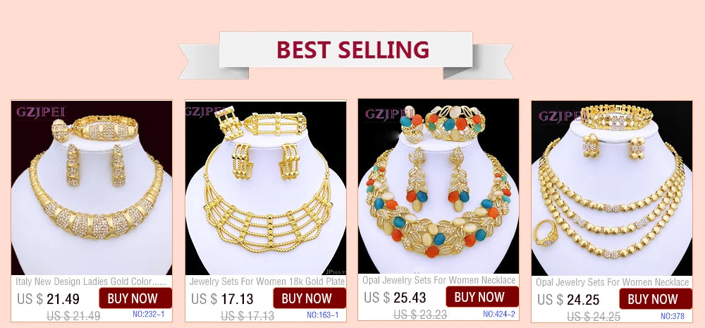 Gold Color Necklace Earrings Set For Women Unique Choker Pendant Earrings 3Pcs Set Jewelry Quality Accessories Free Shipping
