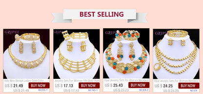 Gold Color Necklace Earrings Set For Women Unique Choker Pendant Earrings 3Pcs Set Jewelry Quality Accessories Free Shipping