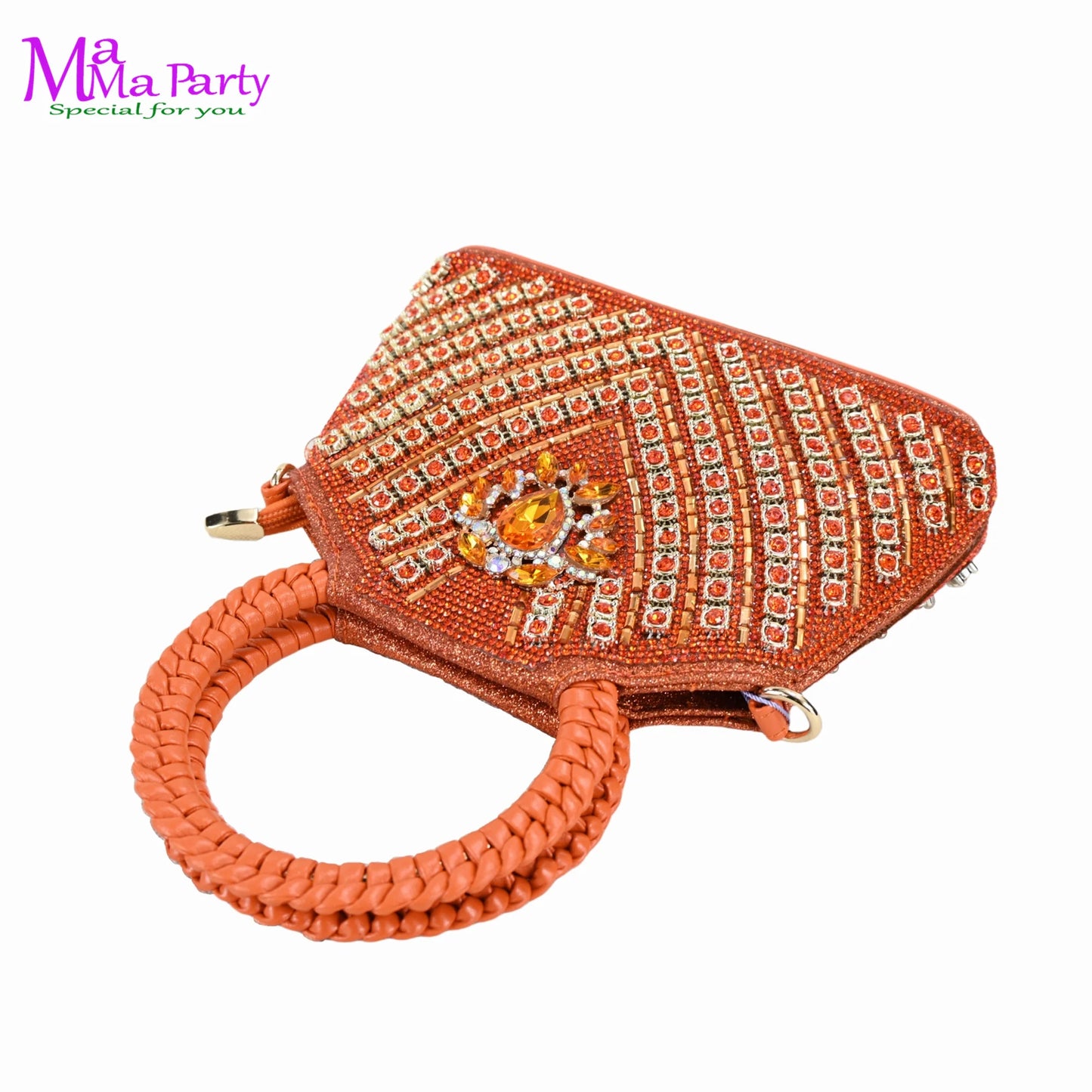 Gold Color New Arrivals Italian Design Nigerian Women Shoes and Bag Set Pointed Toe Slipper with Shinning Crystal for Party