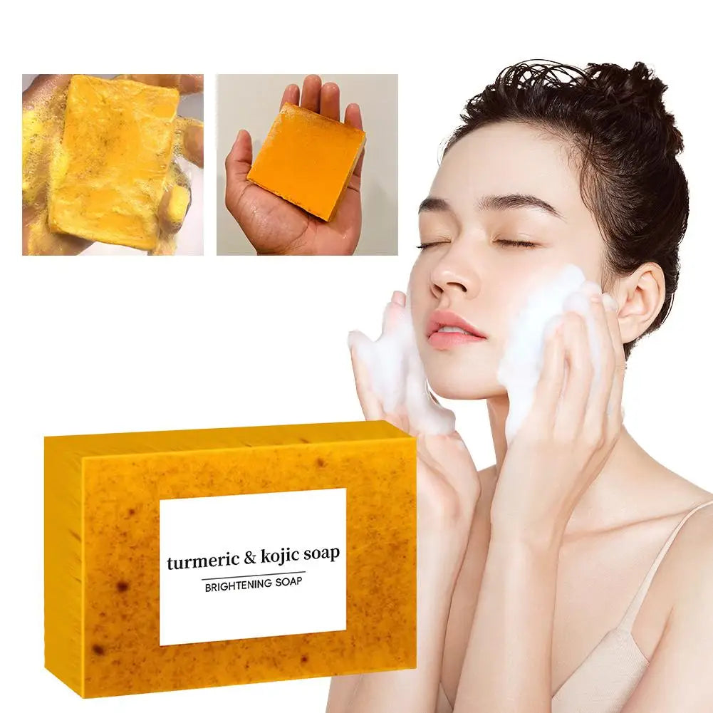 1/2/3/5Pcs 100g Turmeric Hand Made Soap, Lemon Kojic Acid Soap, Shower and Facial Soap Body Care