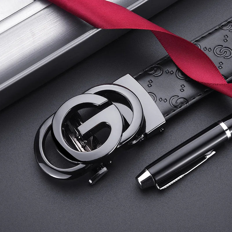 Luxury Men's Belt, Automatic Buckle Belt for Men, High Quality Genuine Leather Belt Printed Design Men's Business Belt Men
